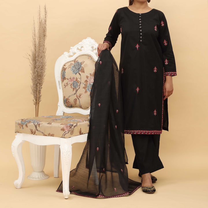 3PC- Embroidered Cotton Cambric Suit PS5148