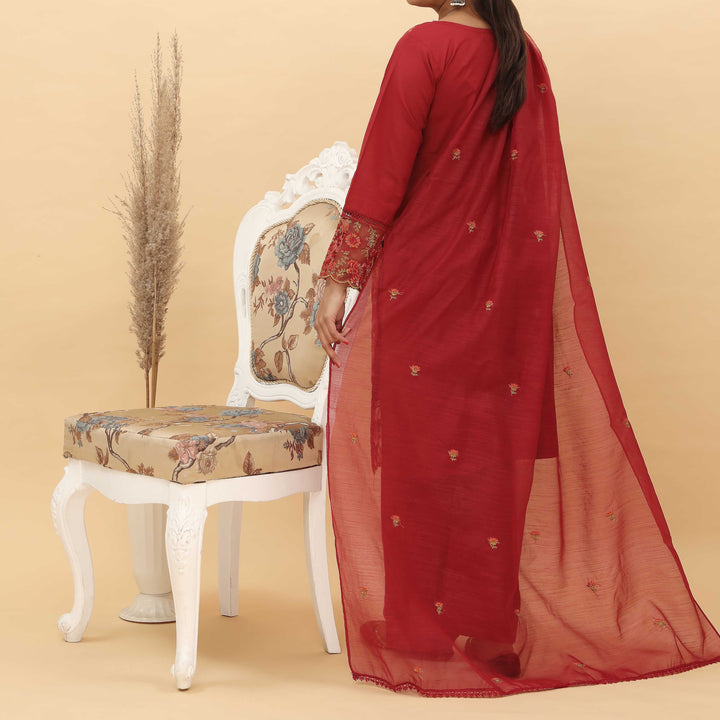 3PC- Embroidered Cotton Cambric Suit PS5151