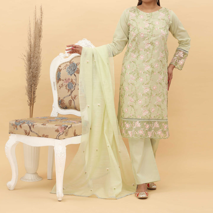 3PC- Embroidered Cotton Cambric Suit PS5152