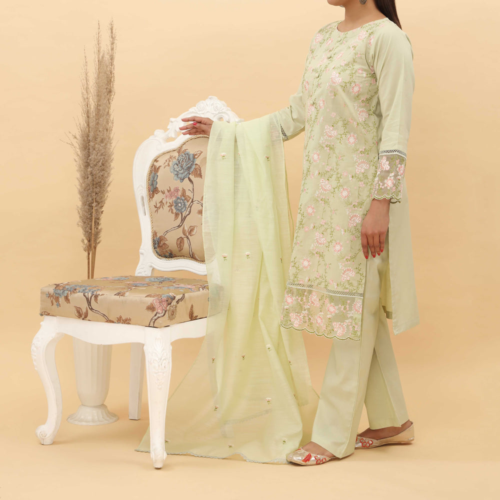 3PC- Embroidered Cotton Cambric Suit PS5152