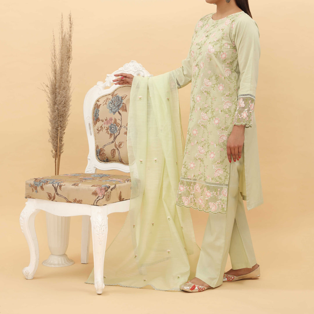 3PC- Embroidered Cotton Cambric Suit PS5152