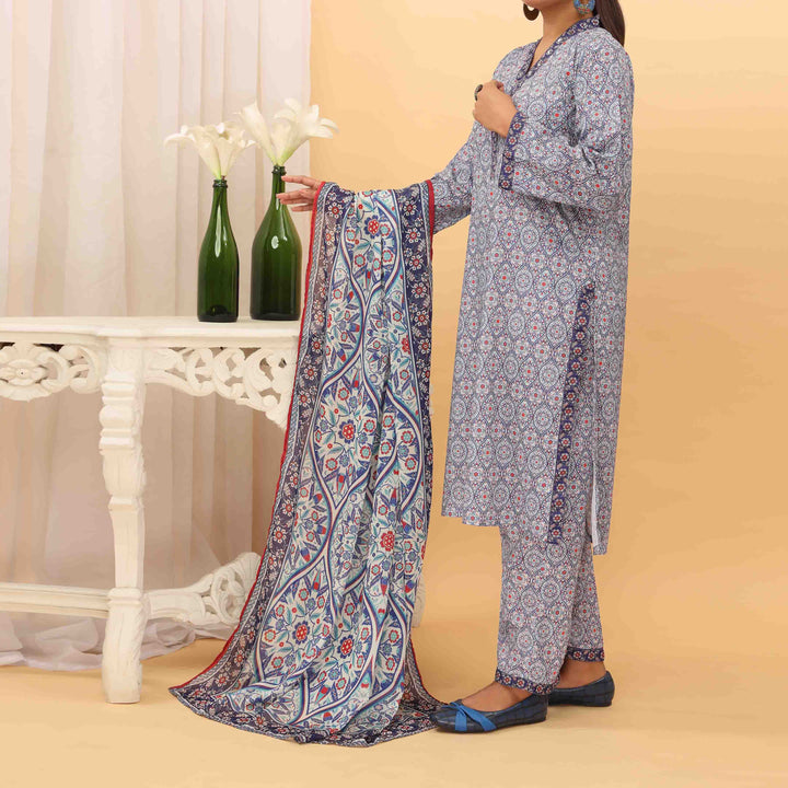 3PC- Digital Printed Grip Silk Suit PS5157