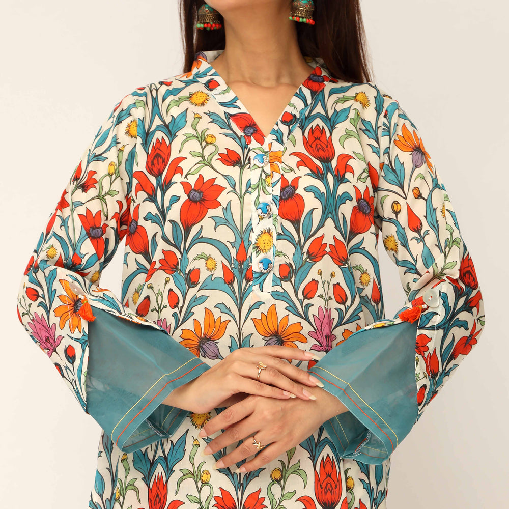 2PC- Digital Printed Cambric Co-ord Set PS5166