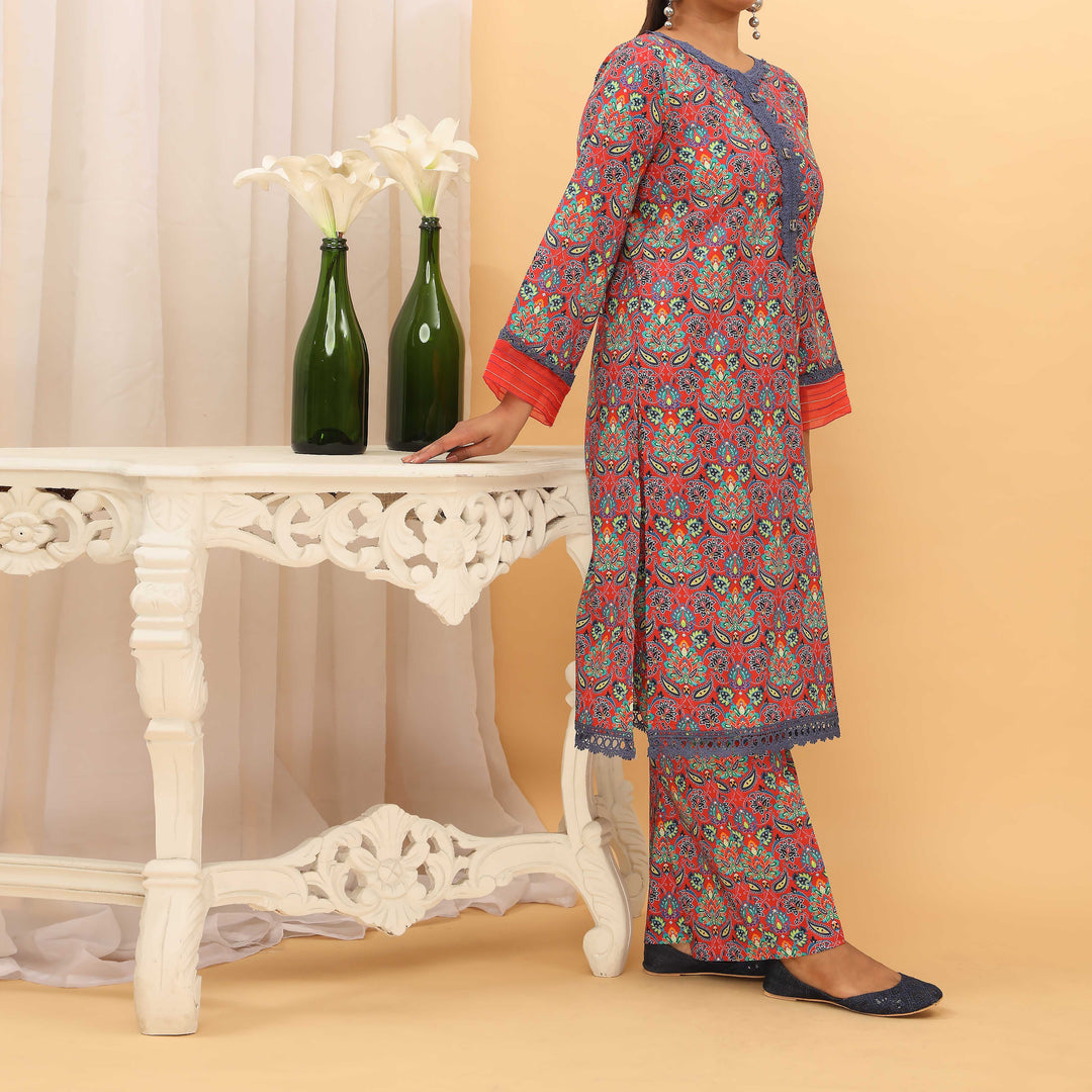2PC- Digital Printed Cambric Suit PS5167