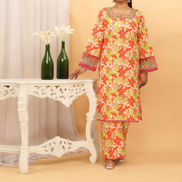 2PC- Digital Printed Cambric Suit PS5172