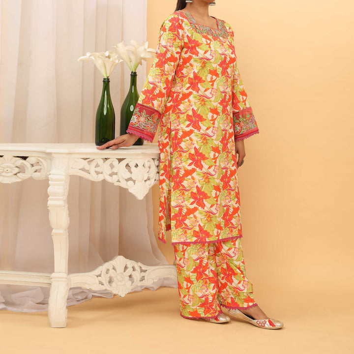 2PC- Digital Printed Cambric Suit PS5172