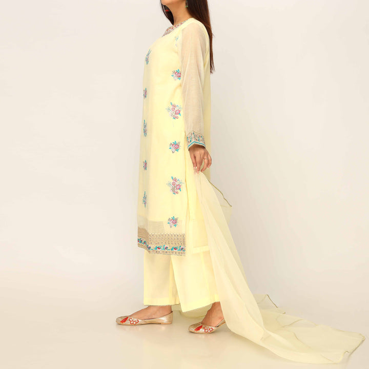 3PC- Cotton Khadi Net Suit PS5182