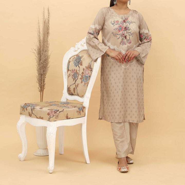 2PC- Digital Printed Intermix Cotton Suit PS5183