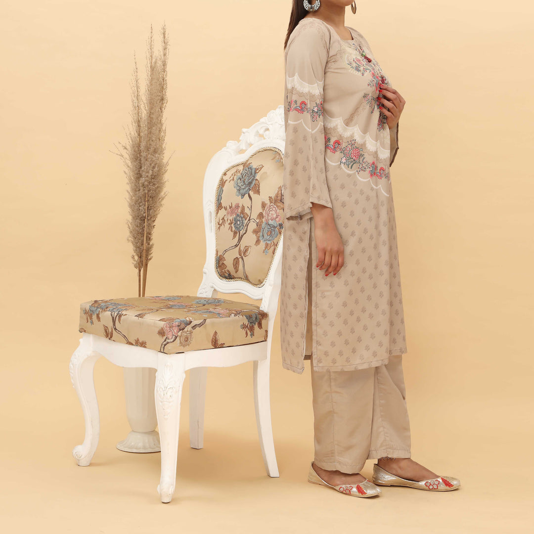 2PC- Digital Printed Intermix Cotton Suit PS5183