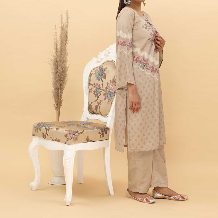 2PC- Digital Printed Intermix Cotton Suit PS5183