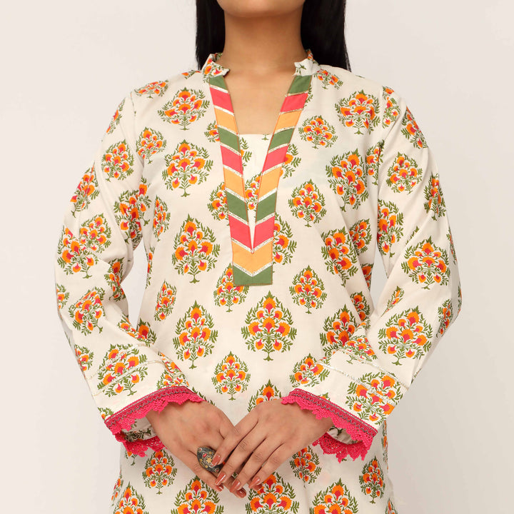 2PC- Screen Printed Cotton Cambric Suit PS5196