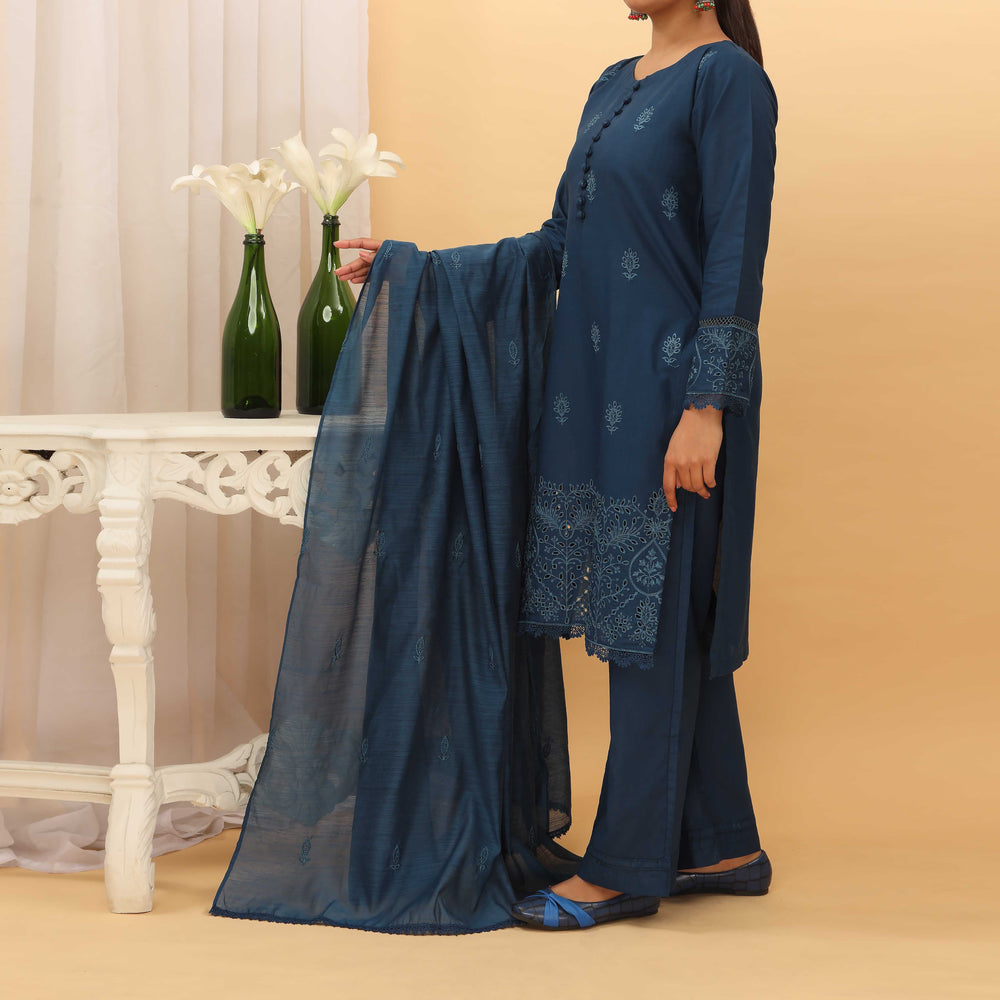 3PC- Embroidered Cambric Suit PS5217