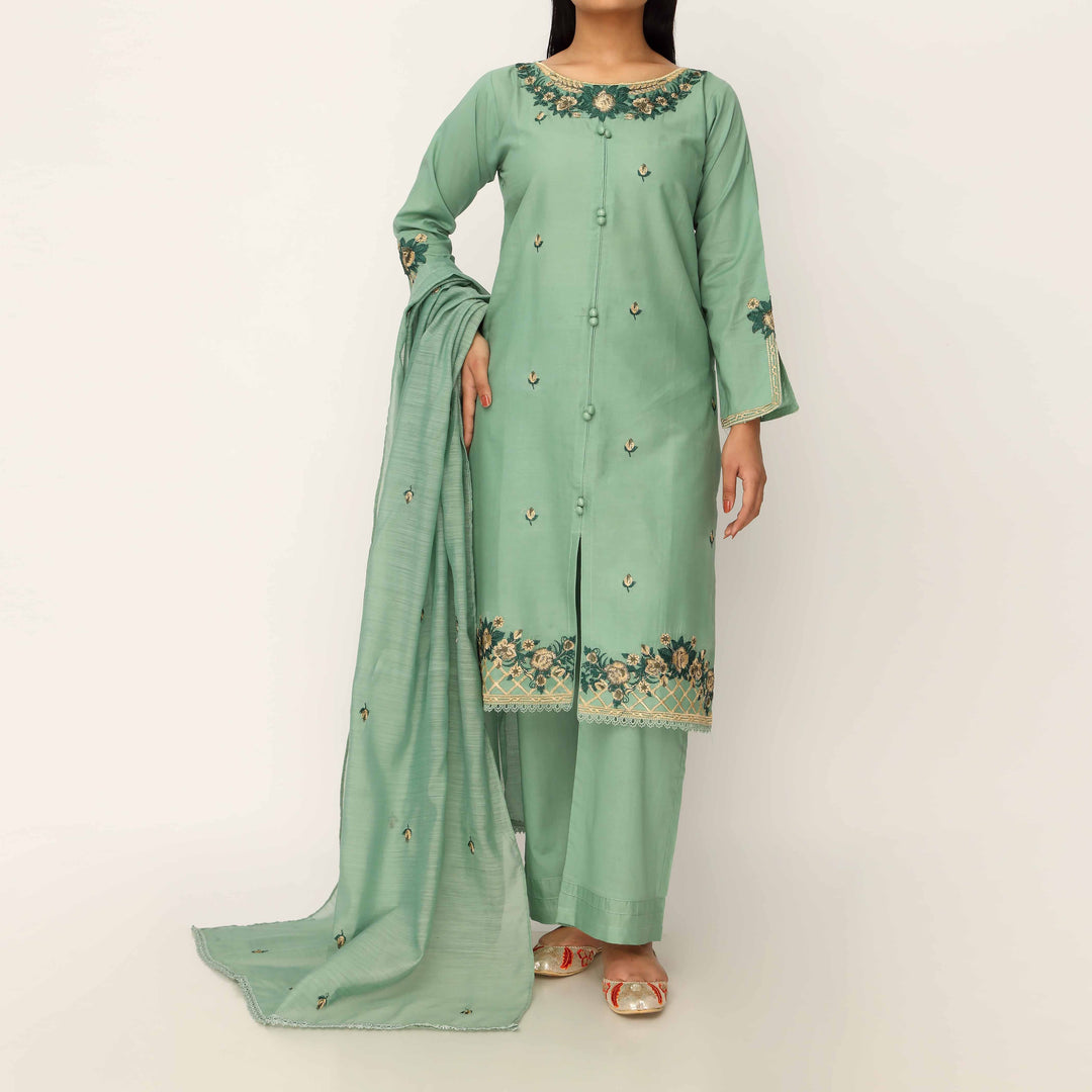 3PC- Cambric Embellished Suit PS5224