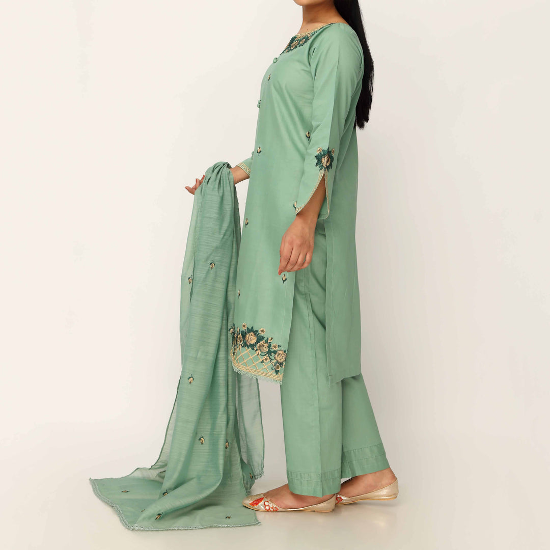 3PC- Cambric Embellished Suit PS5224
