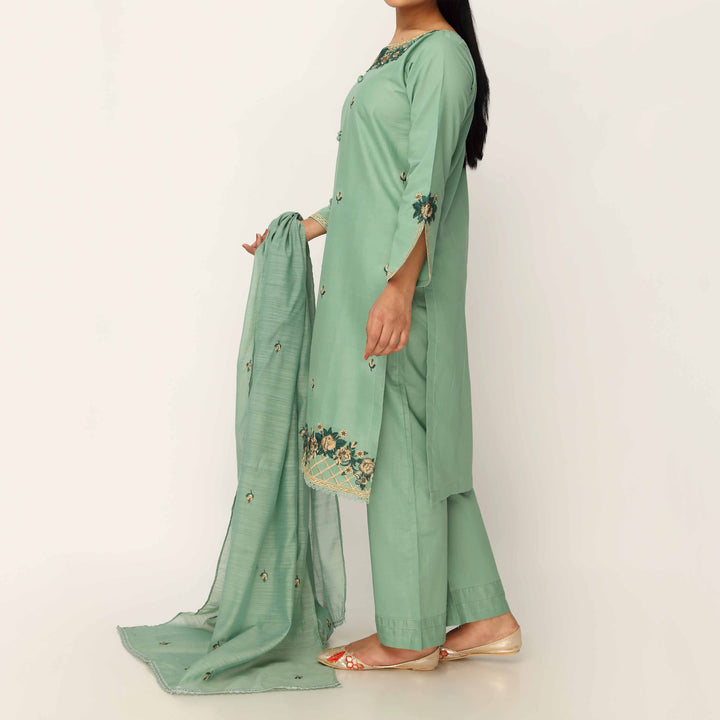 3PC- Cambric Embellished Suit PS5224