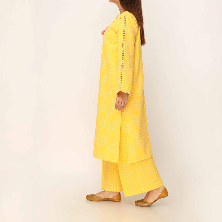 2PC- Seersucker Mix Fabric Co-ord Set PS5300