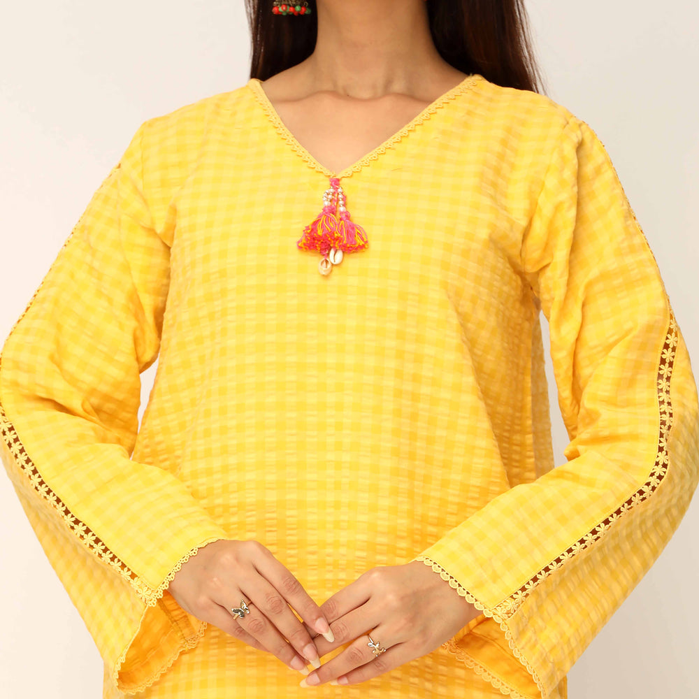 2PC- Seersucker Mix Fabric Co-ord Set PS5300