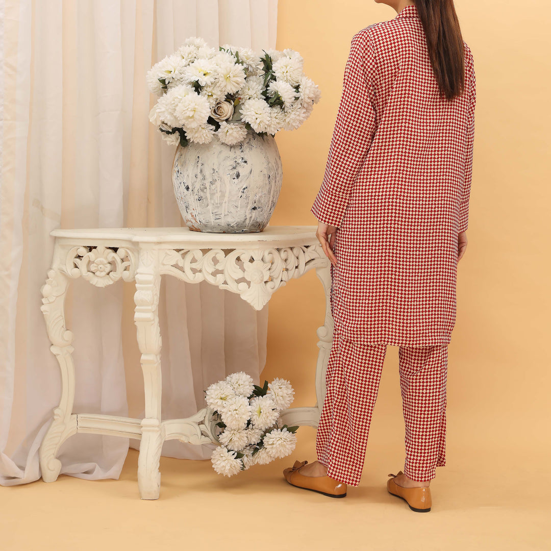 2PC- Digital Printed Grip Silk Co-Ord Set PS5318