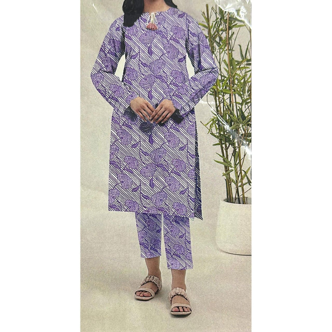 2PC- Unstitched Digital Printed Cambric Suit PS9302