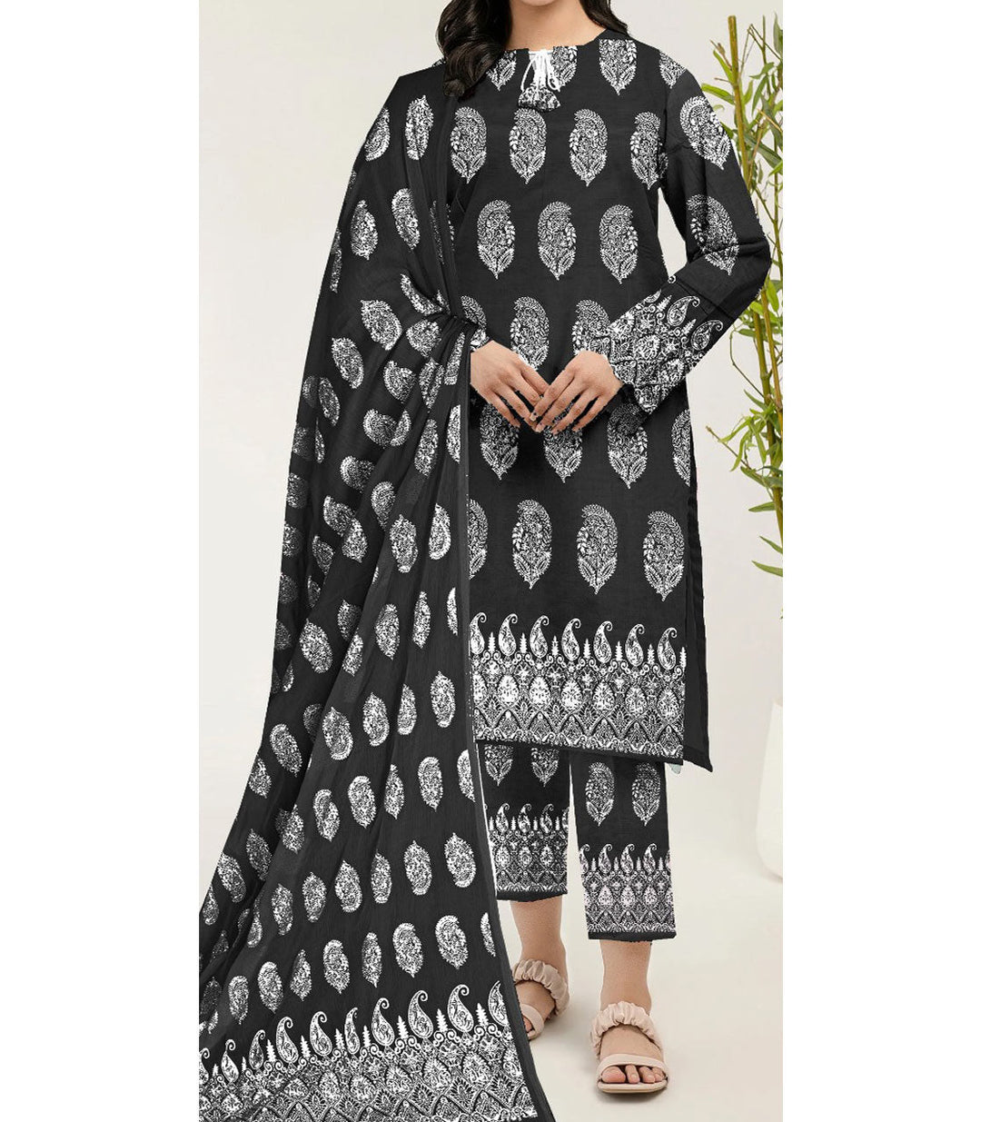 3PC- Unstitched Printed Cambric Suit PS9421