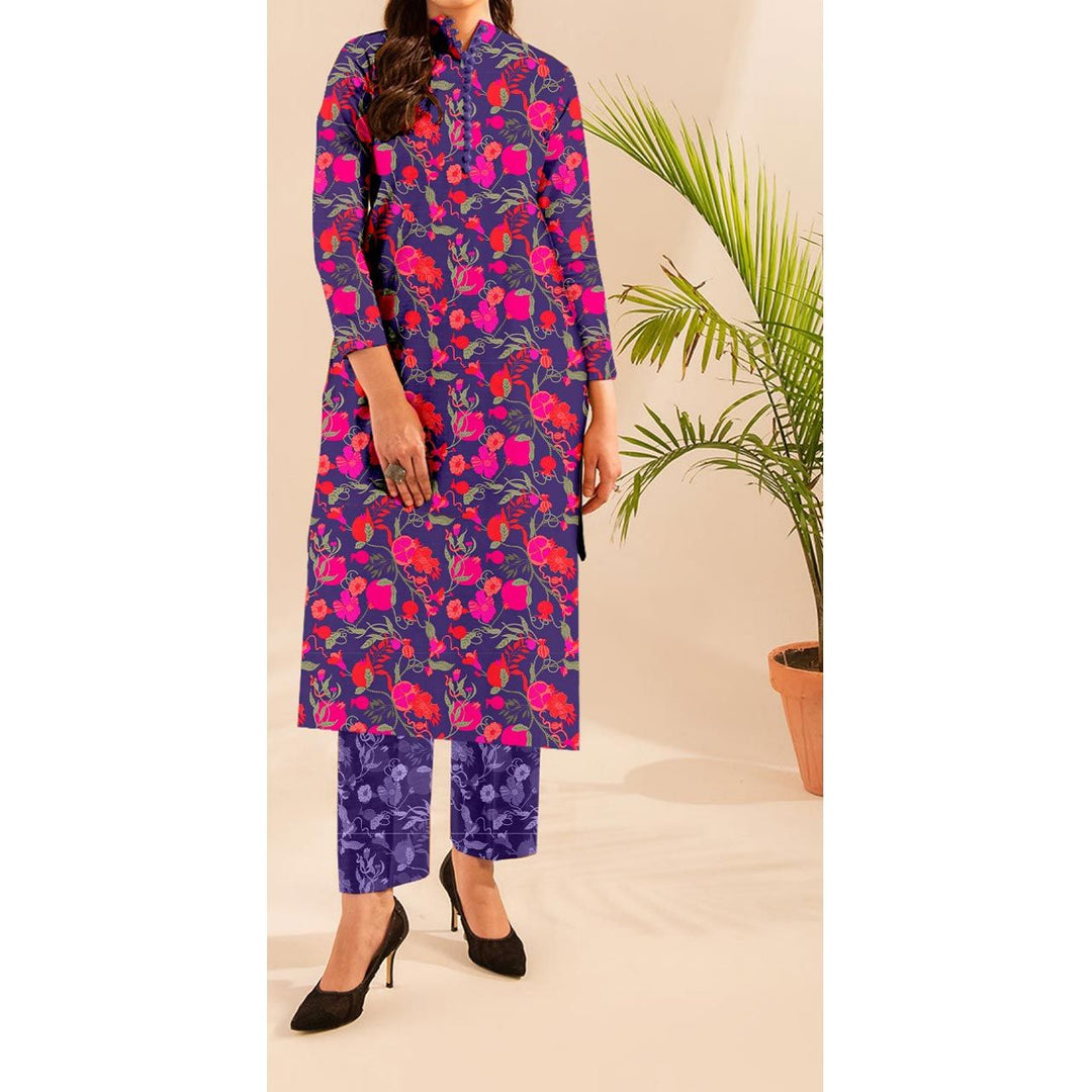 2PC-Digital Printed Cambric Suit PS9449