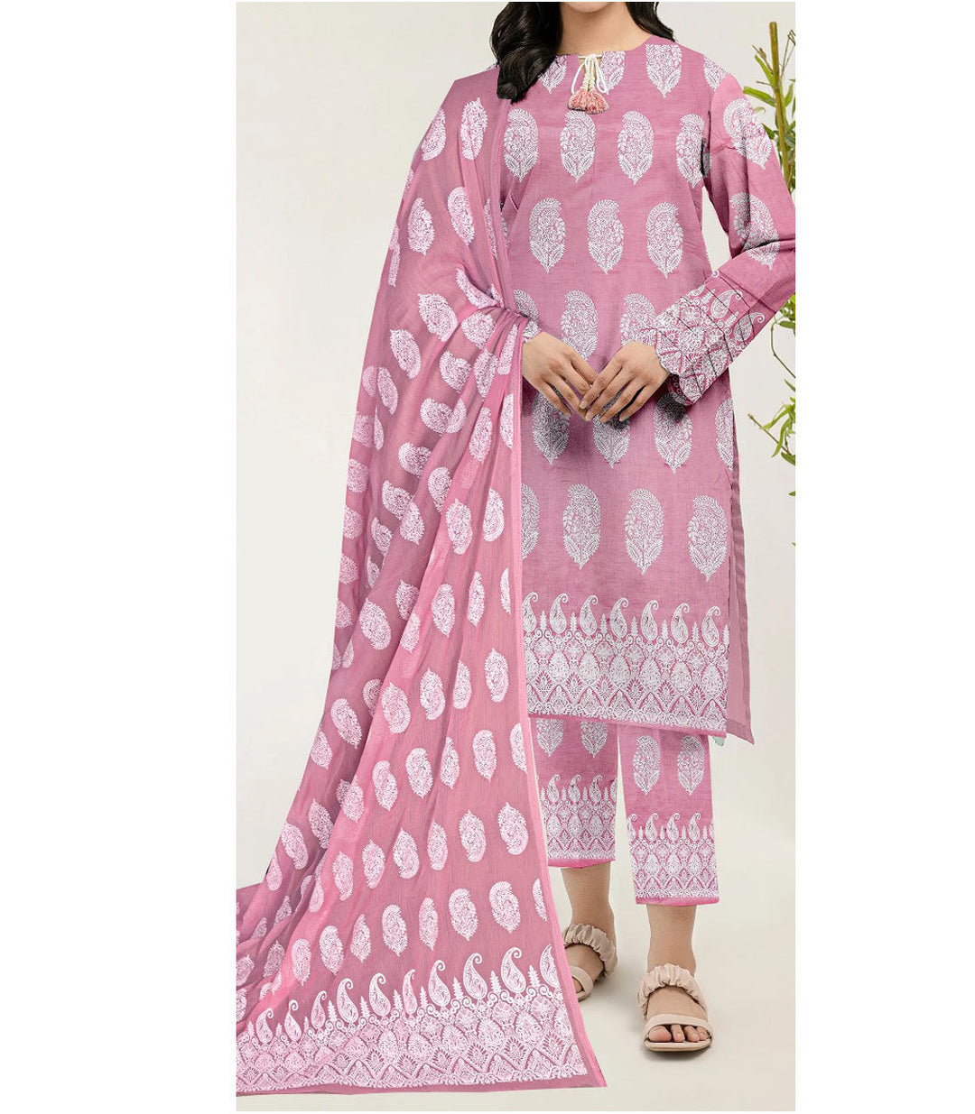 3PC- Unstitched Printed Cambric Suit PS9481