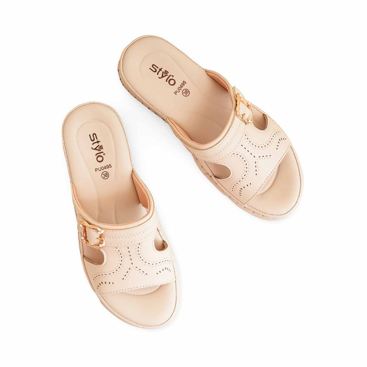 Beige Formal Slipper For Ladies PU0495