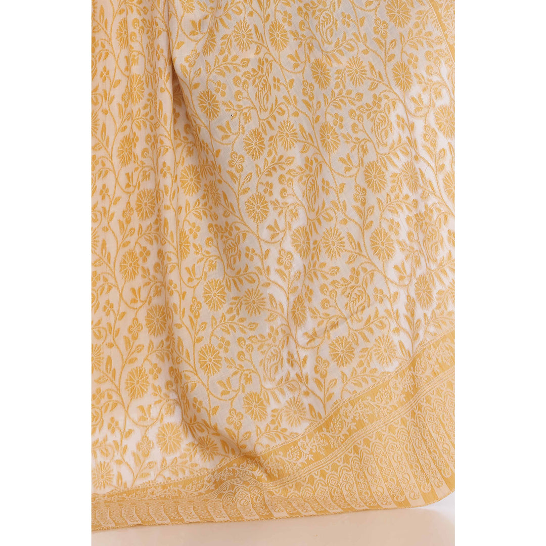 Yellow Jacquard Shawl PW2753