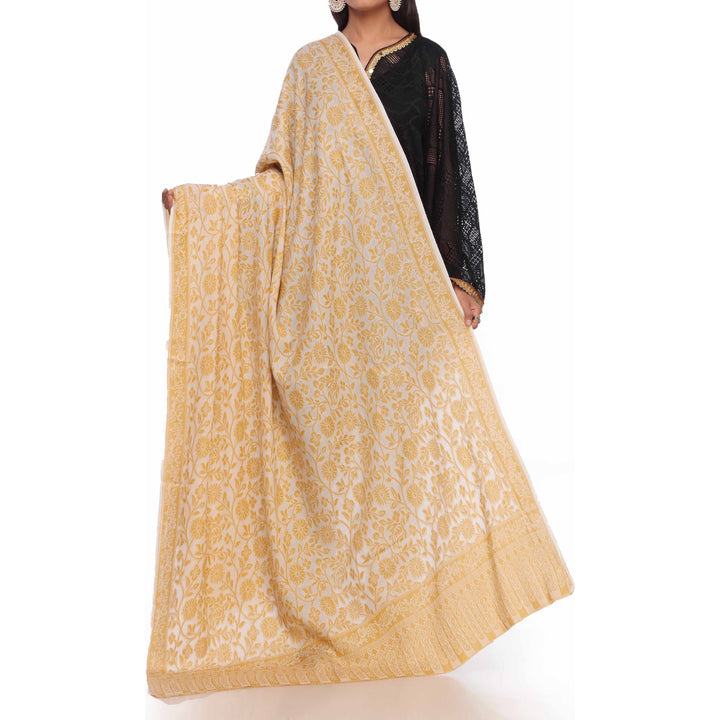 Yellow Jacquard Shawl PW2753