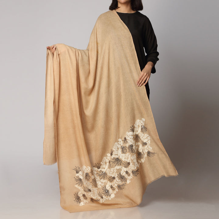 Beige Winter Embellished Shawl PW2753