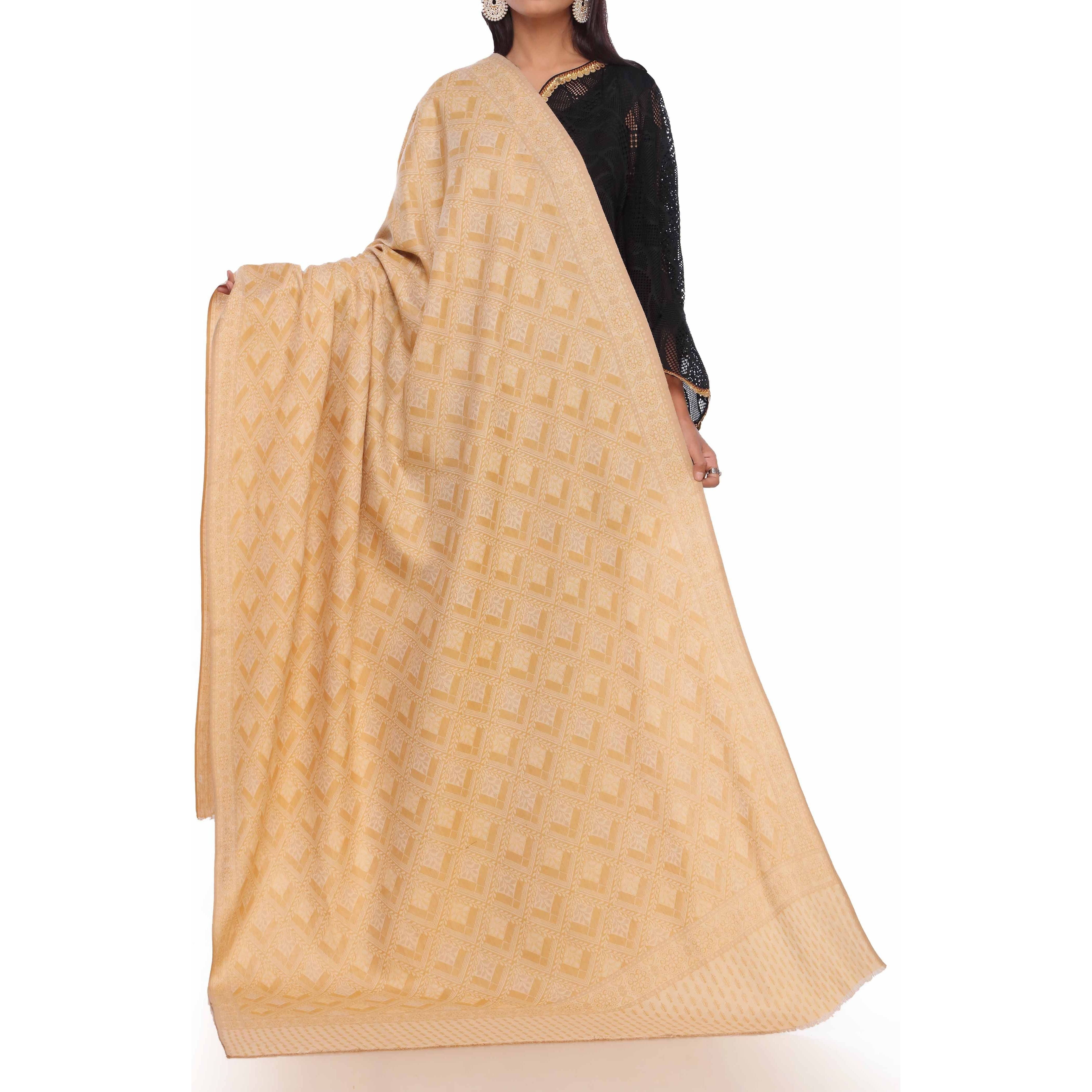 Yellow Jacquard Shawl PW2759