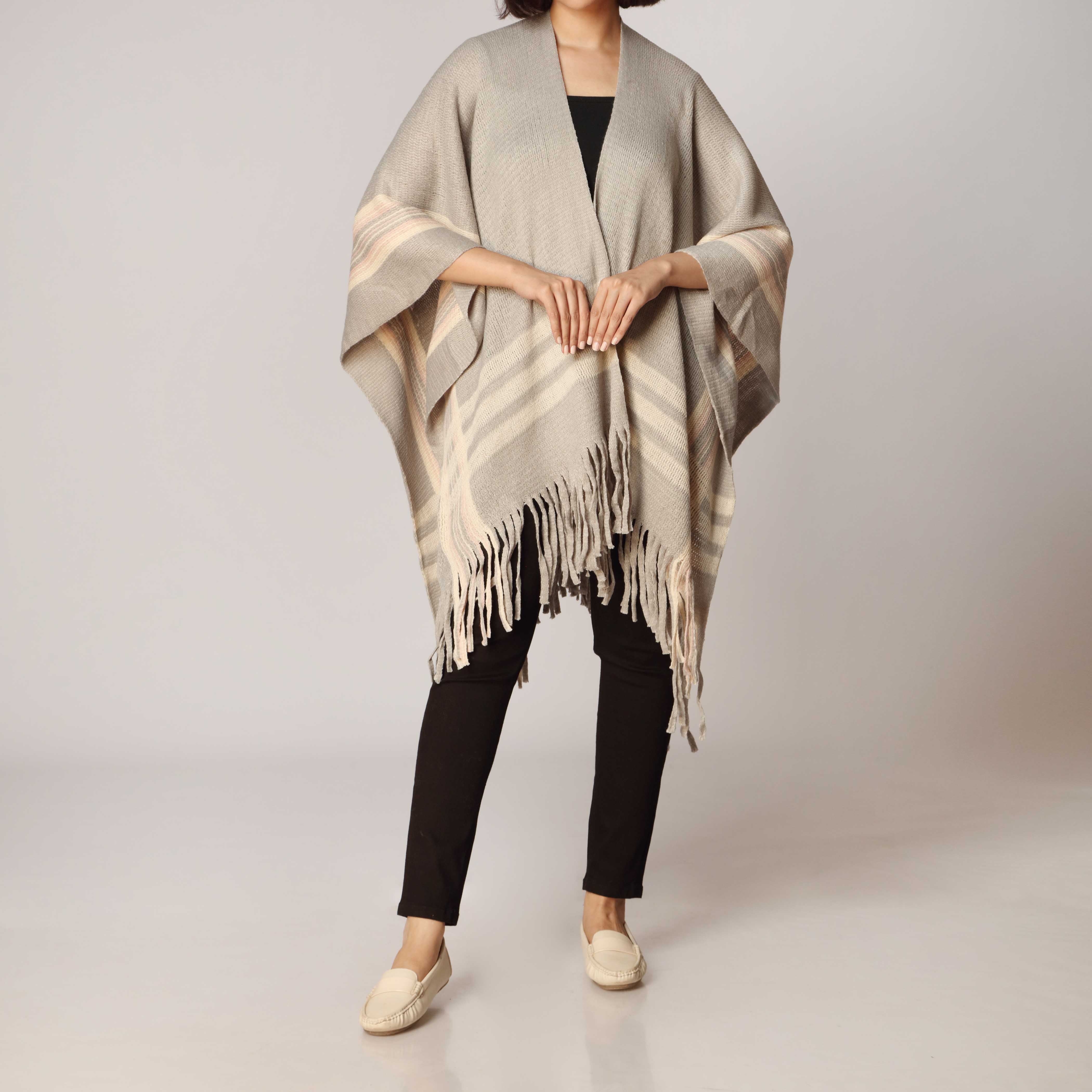 Grey Cape Shawl PW2807