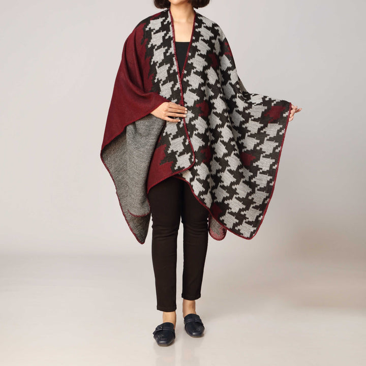 Maroon Cape Shawl PW2814