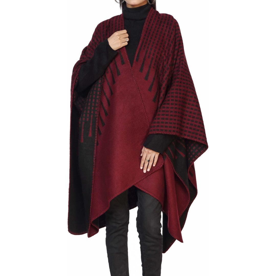 Maroon Winter Cape Shawl PW2826