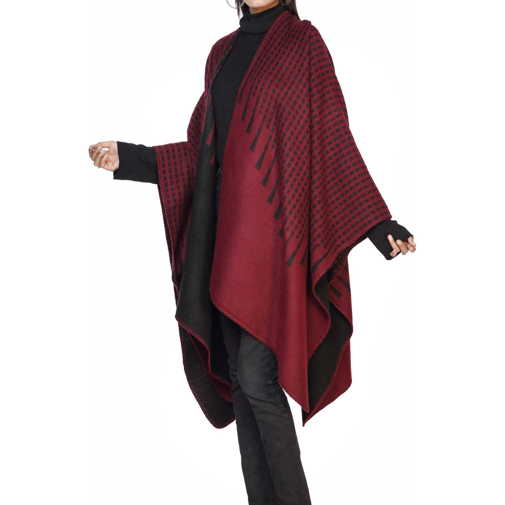 Maroon Winter Cape Shawl PW2826