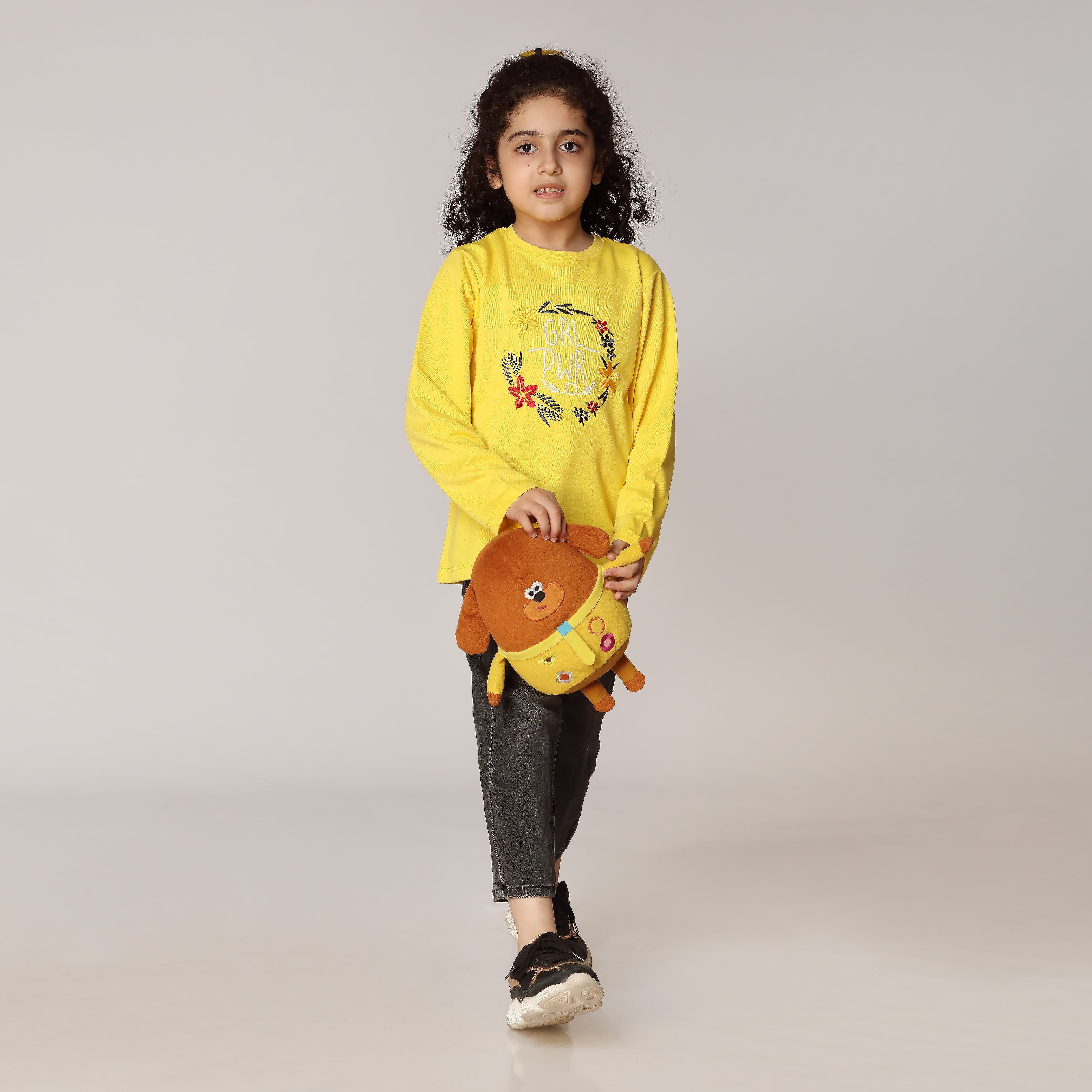 Girls Yellow Embroidered Jersey shirt PW2835