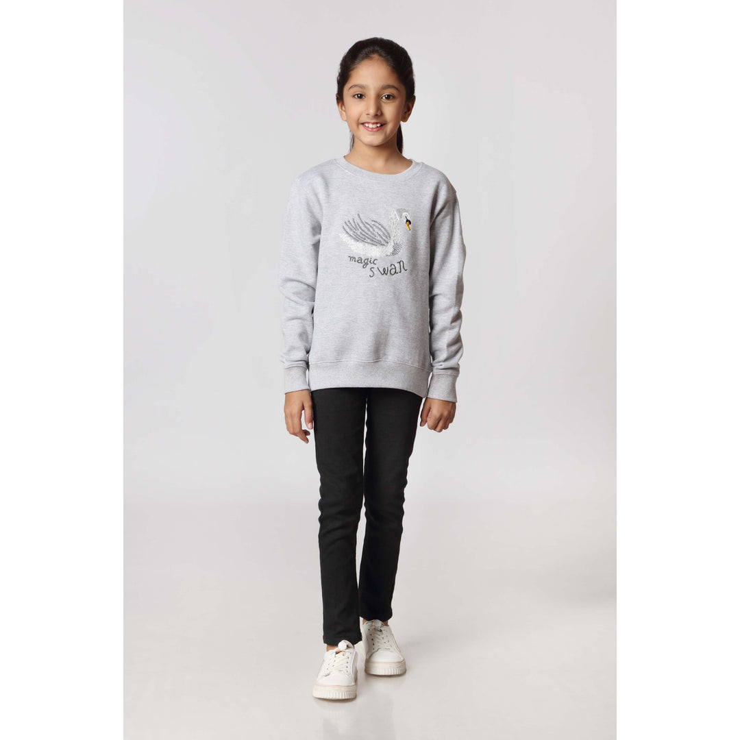 Girls Grey Fleece Sweat Shirt PW2851