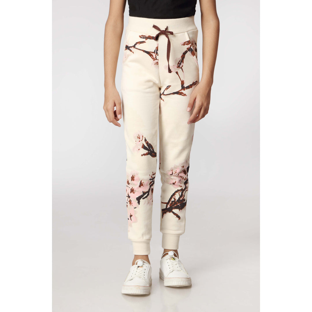 Girls Cream Fleece Trousers PW2859