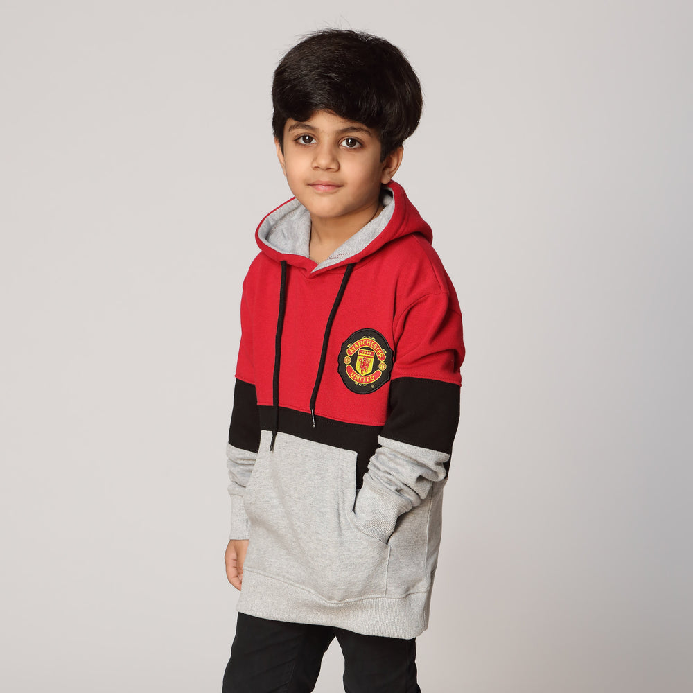 Boys Red Fleece Puller Hoodie PW2860