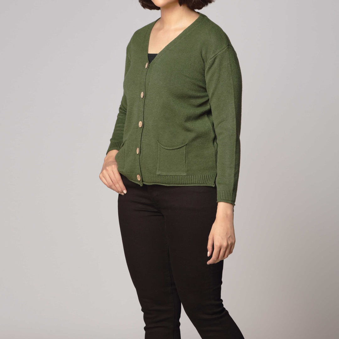 Green Short Length Cardigan PW2914