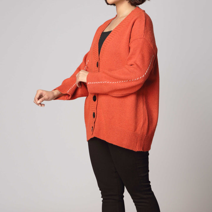 Red Mid Length Cardigan PW2916