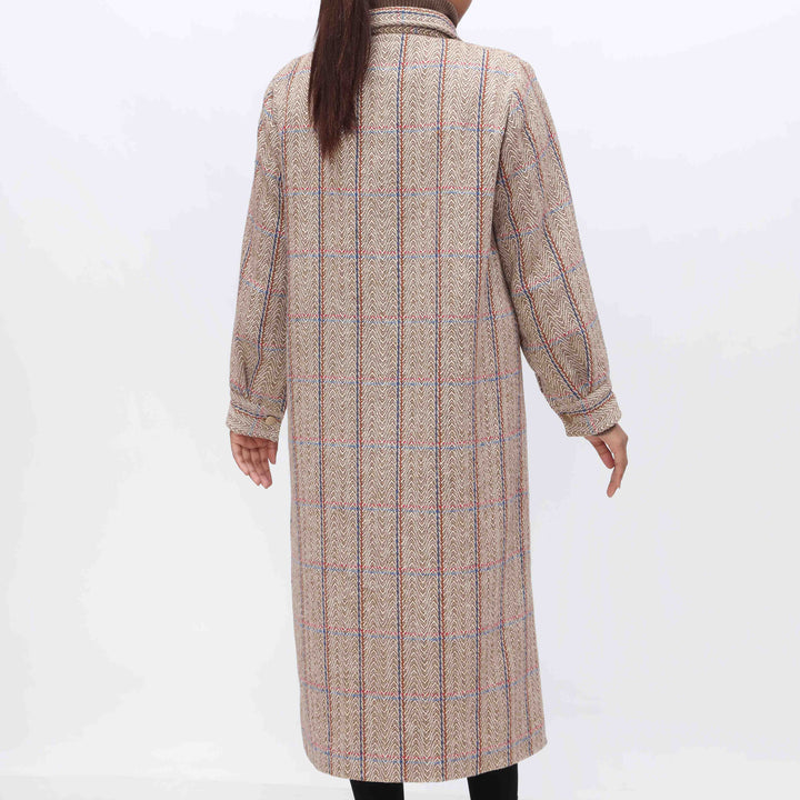 1PC- Woolen Checkered Coat PW3010