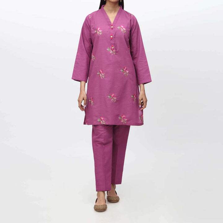 2PC- Embroidered Khaddar Shirt & Trouser PW3043