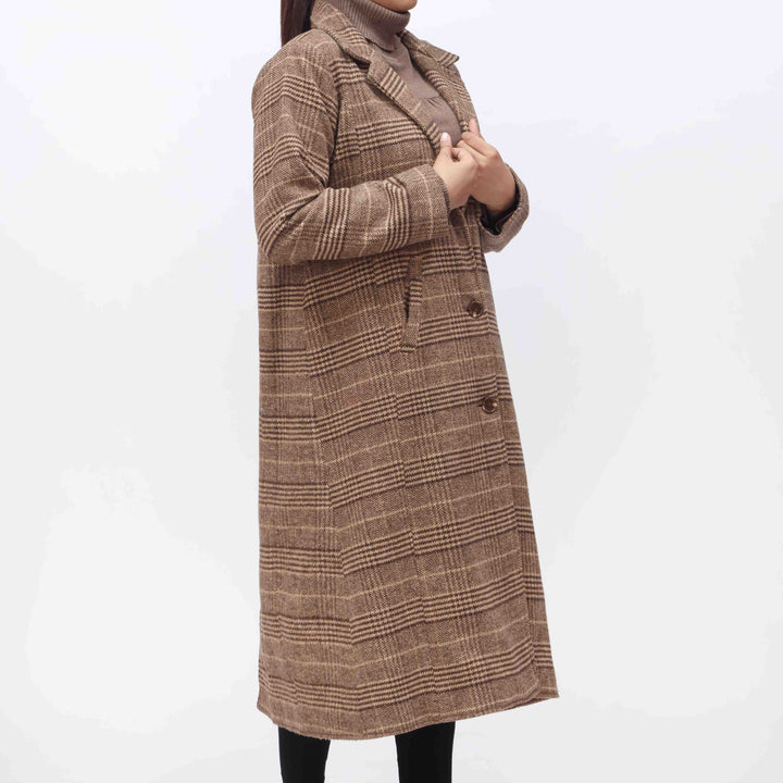 1PC- Woolen Checkered Coat PW3064