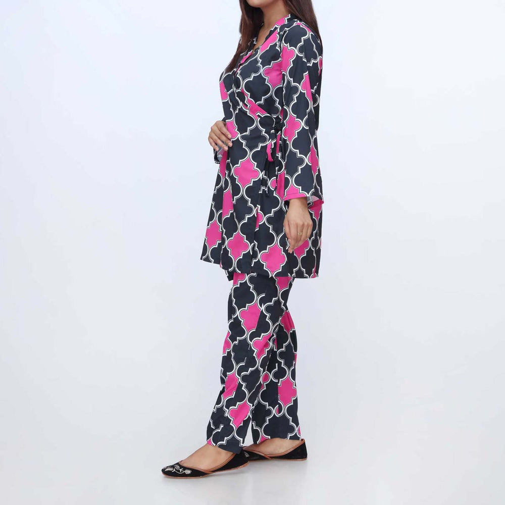 2PC-Printed Grip Silk Shirt & Trouser PW3090