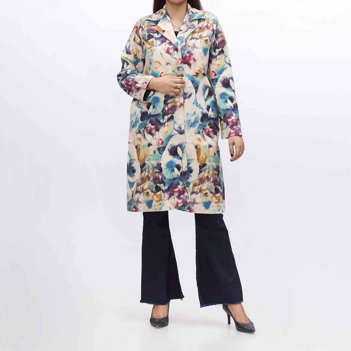 1PC- Printed Flannel Coat  PW3181