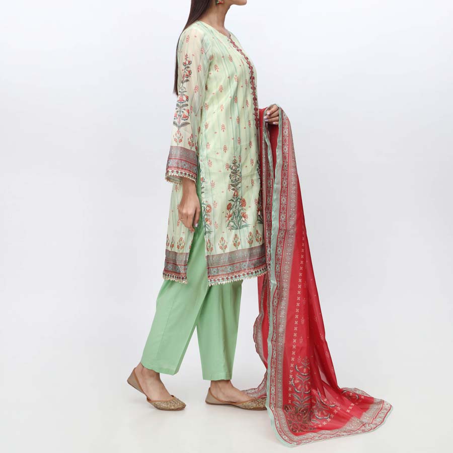 3PC- Embellished Tasser Silk Suit PW3203