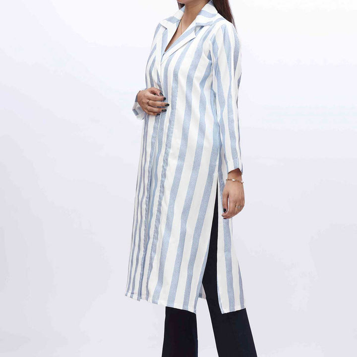 1PC- Stripe Over Coat PW3236