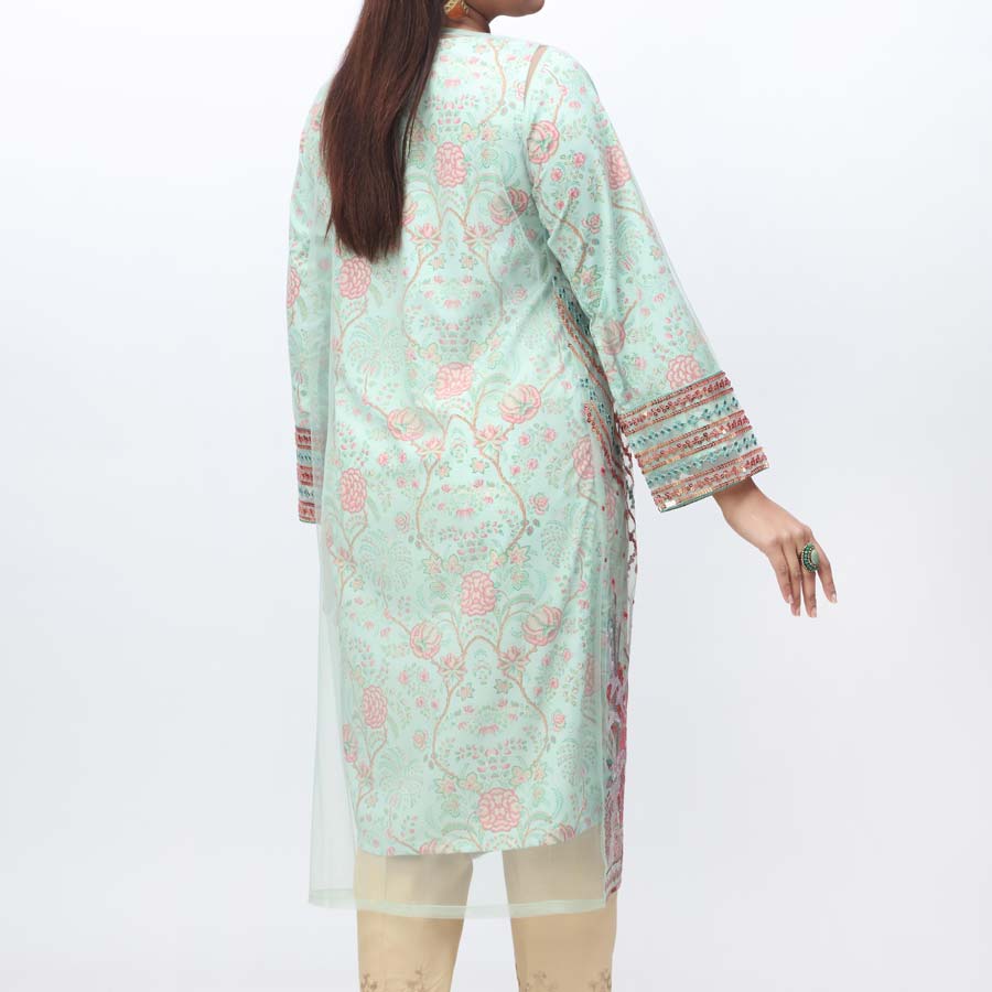 2PC- Embroidered Gown & Printed Shirt PW3243