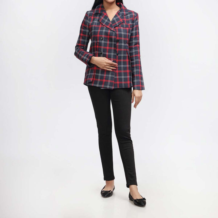 1PC- Flannel Checkered Blazer  PW3247